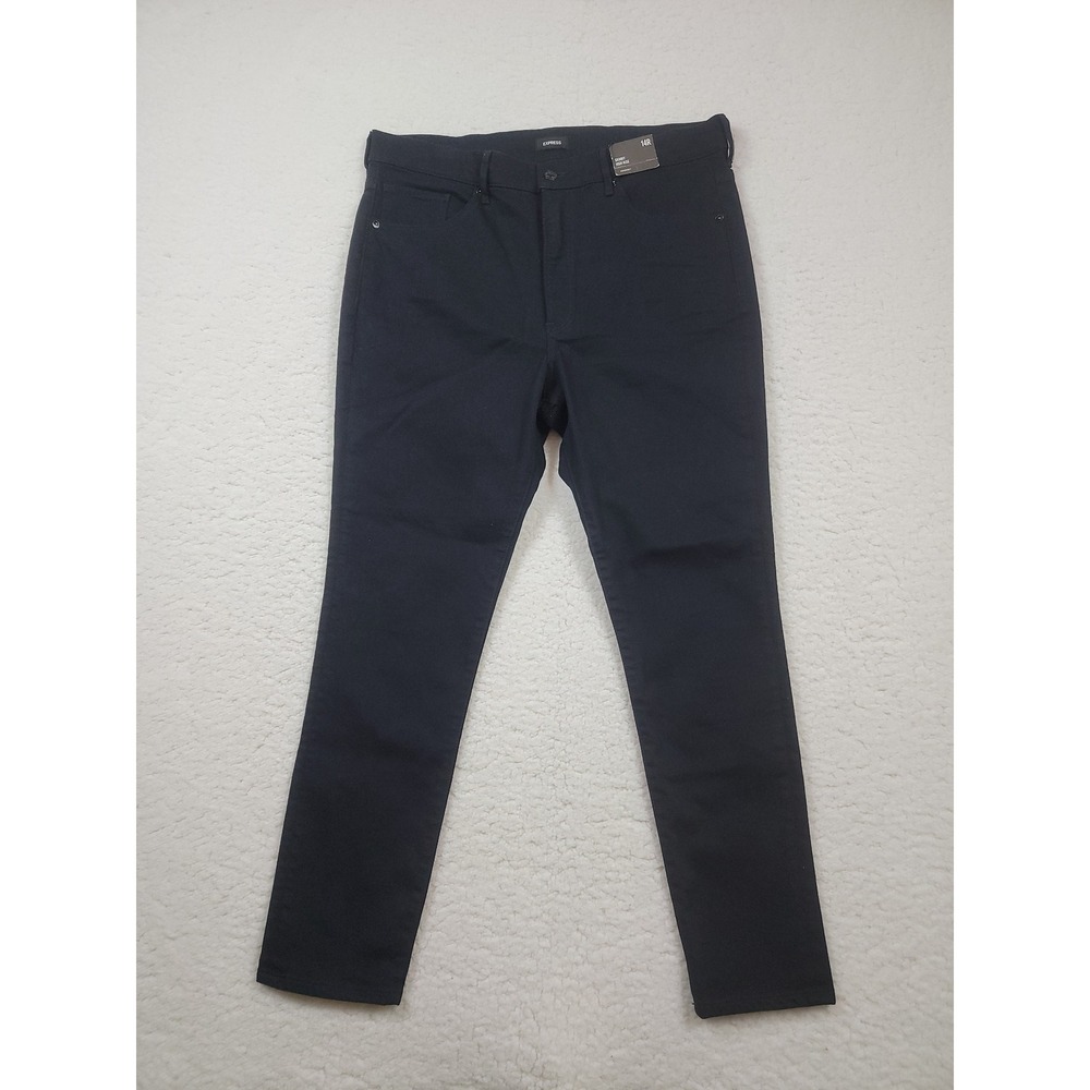 Express Skinny High Rise Pants Womens 14R Black Supersoft Stretch Denim